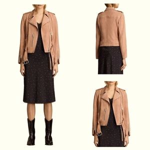 AllSaints Suede Goat Leather Biker Jacket Size 8